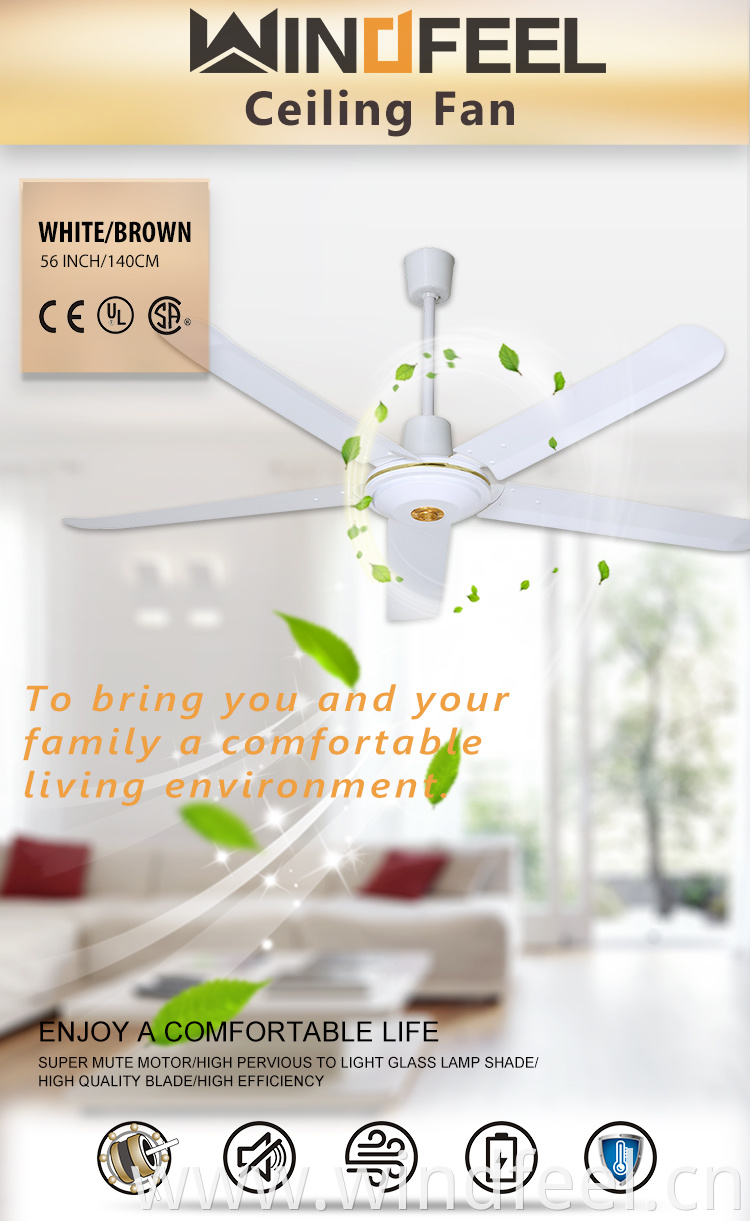 Foshan Factory 56inch Electrical Ceiling Fan White